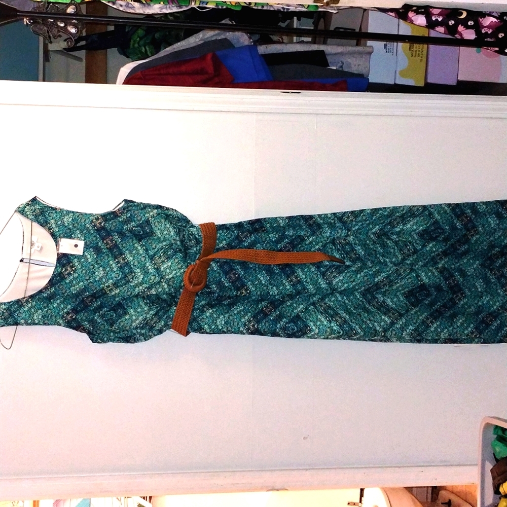 Cato maxi dress green/navy/tan size XL